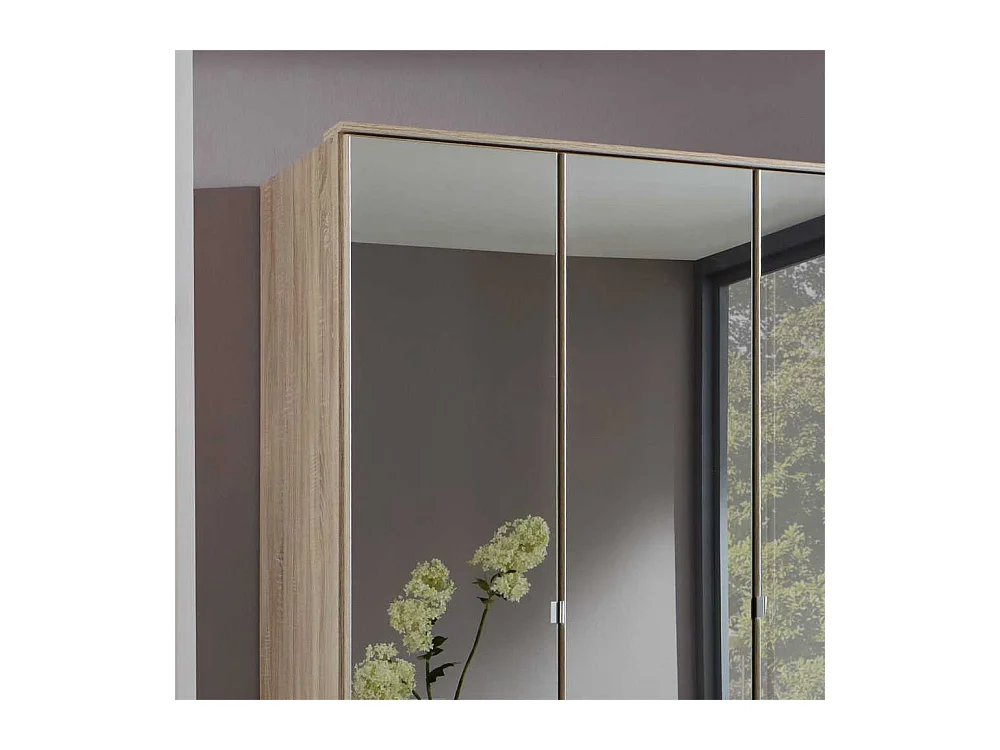 Spiegel-Kleiderschrank in Eiche Sägerau Spiegeltüren