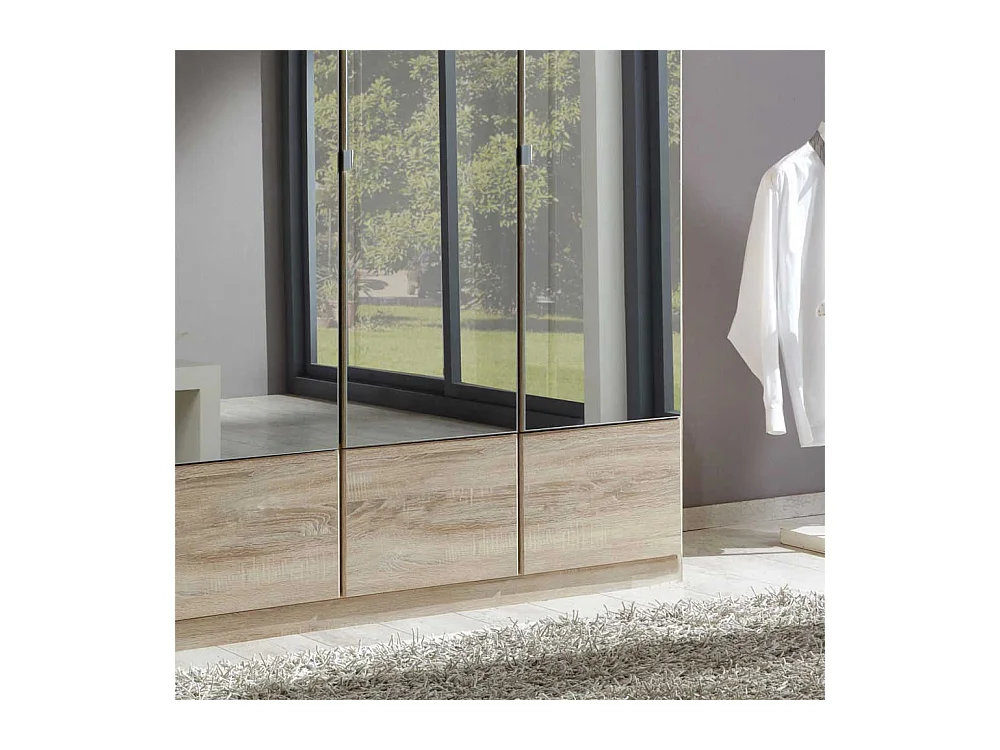 Spiegel-Kleiderschrank in Eiche Sägerau Spiegeltüren