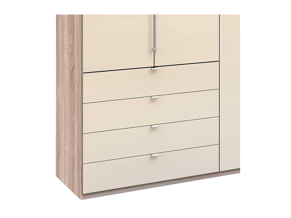 Kombi Kleiderschrank mit viel Stauraum Cremefarben und Eiche Sägerau