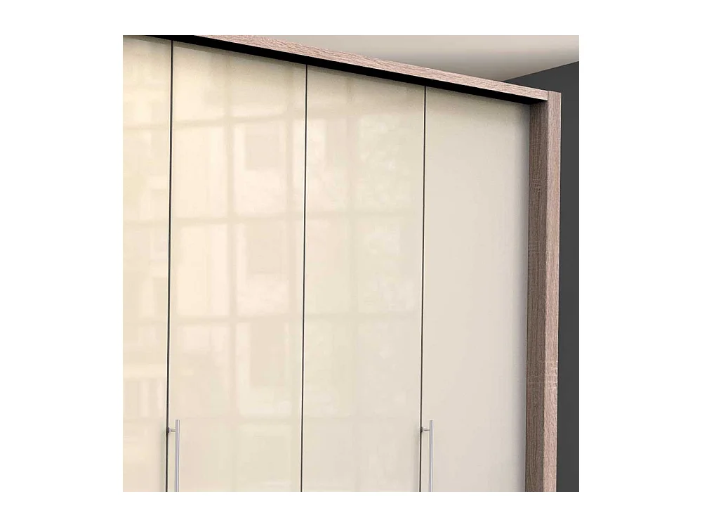 Kombi Kleiderschrank mit viel Stauraum Cremefarben und Eiche Sägerau