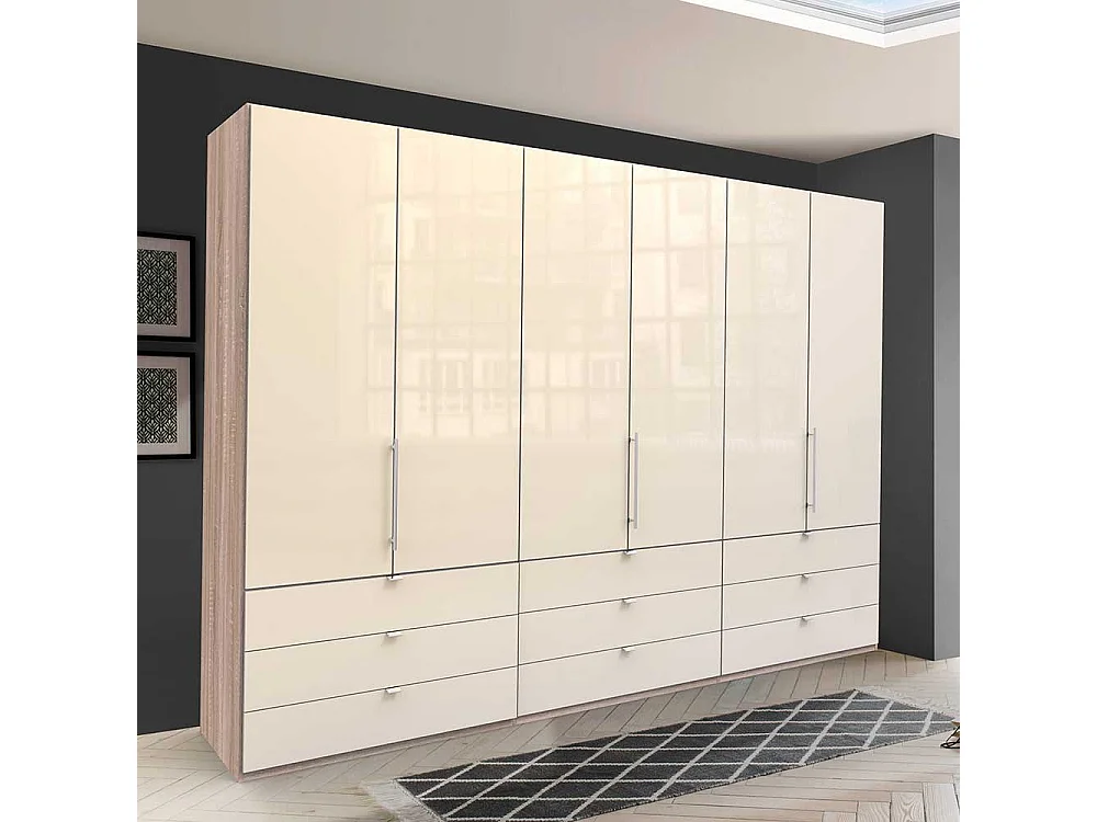 Breiter Schlafzimmerschrank mit Falttüren und Schubladen modern