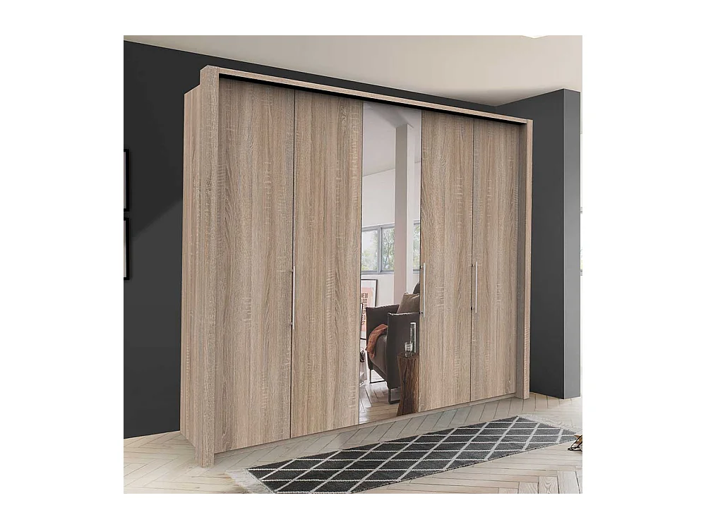 Übergröße Kleiderschrank in Eiche Sägerau Spiegel