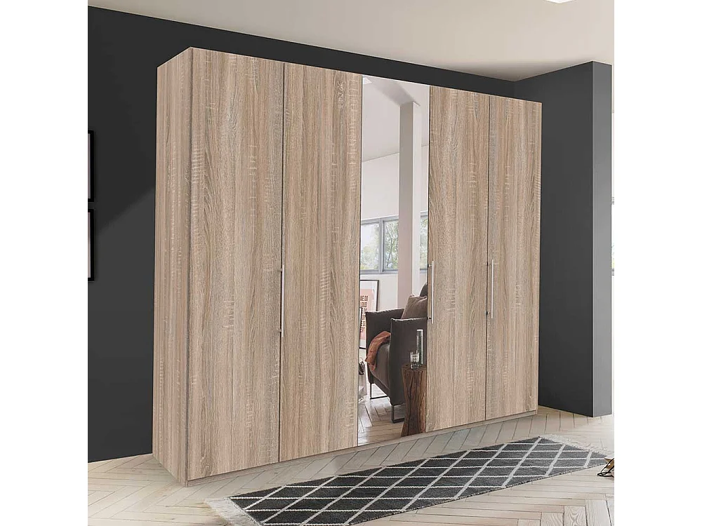 Übergröße Kleiderschrank in Eiche Sägerau Spiegel