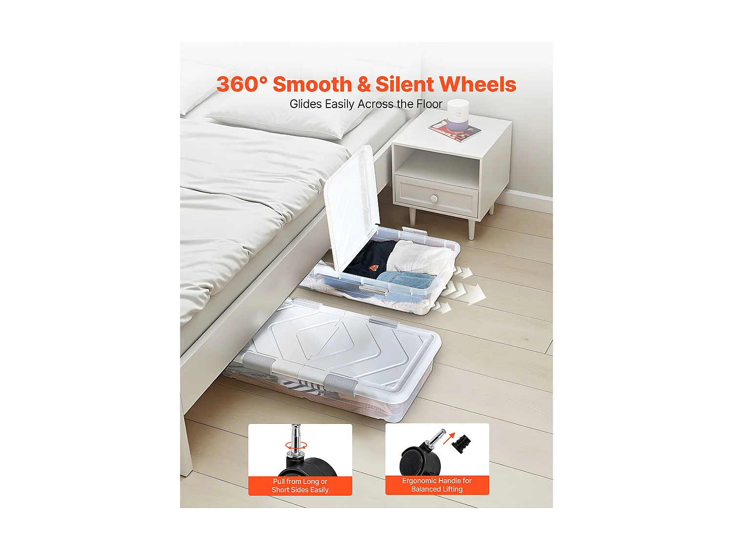 Sacs de Rangement SucceBuy sous Lit avec Roulettes, Organisateur de Chaussures sous le Lit de 101x51x15 cm, Boîte de Rangement avec Couvercle