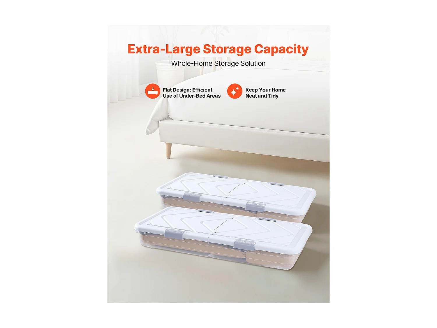 Sacs de Rangement SucceBuy sous Lit avec Roulettes, Organisateur de Chaussures sous le Lit de 101x51x15 cm, Boîte de Rangement avec Couvercle