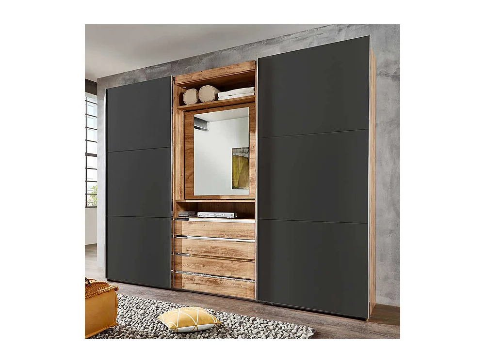 Kleiderschrank mit Selbsteinzug mit Schwebetüren vier Schubladen