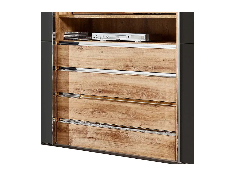 Kleiderschrank mit Selbsteinzug mit Schwebetüren vier Schubladen