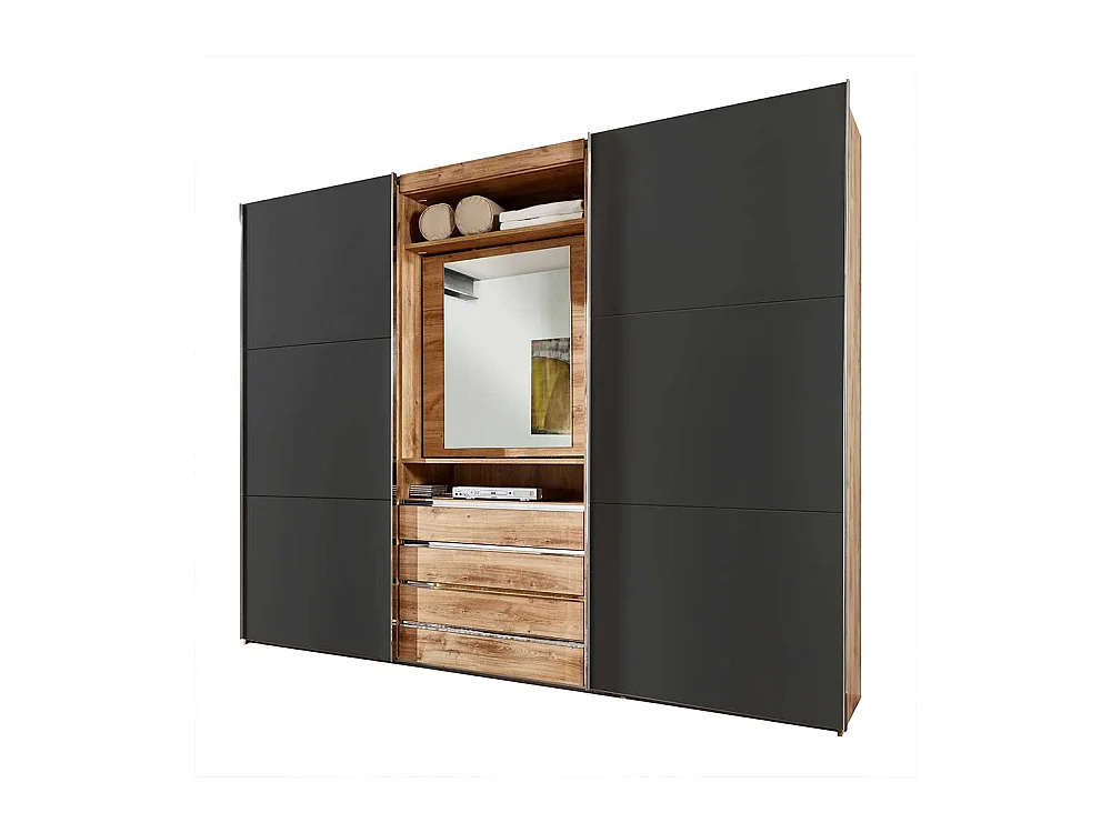 Kleiderschrank mit Selbsteinzug mit Schwebetüren vier Schubladen