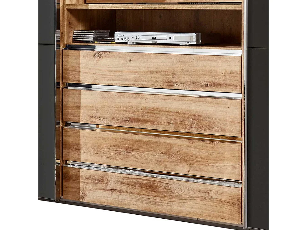 Kleiderschrank mit Selbsteinzug mit Schwebetüren vier Schubladen