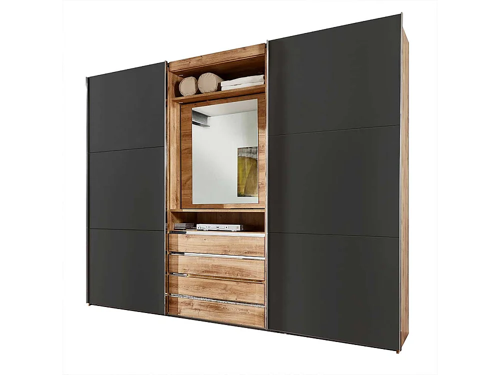 Kleiderschrank mit Selbsteinzug mit Schwebetüren vier Schubladen