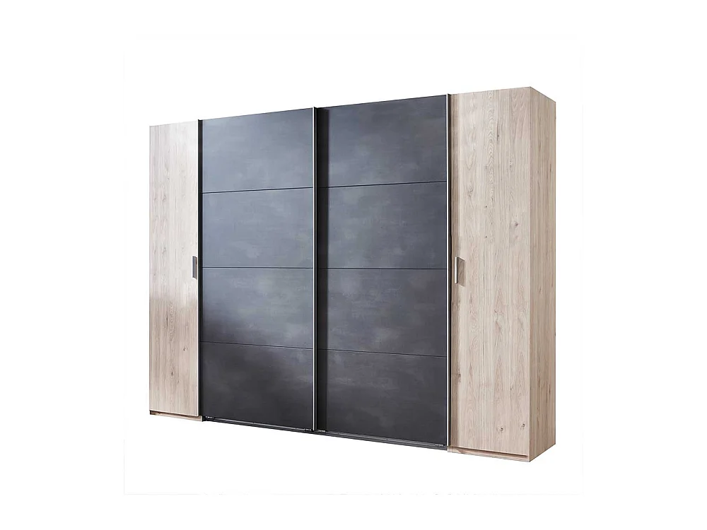 Kleiderschrank Made in Germany in Hickory Holzoptik Schwarzgrau