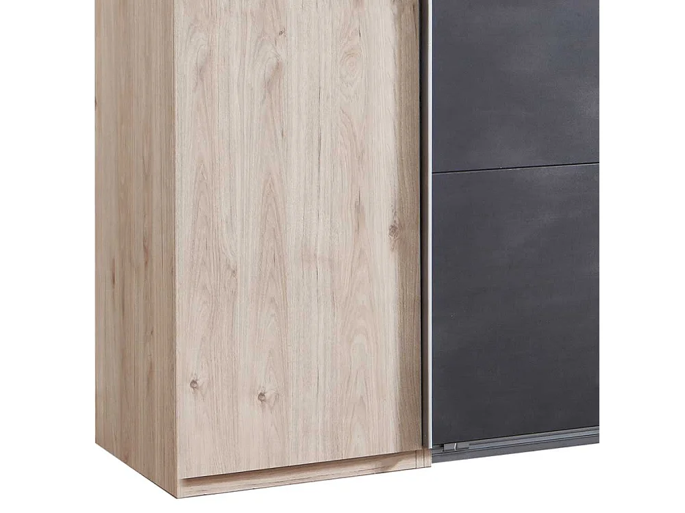 Kleiderschrank Made in Germany in Hickory Holzoptik Schwarzgrau