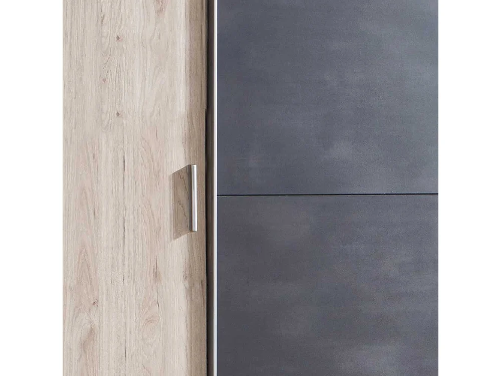 Kleiderschrank Made in Germany in Hickory Holzoptik Schwarzgrau