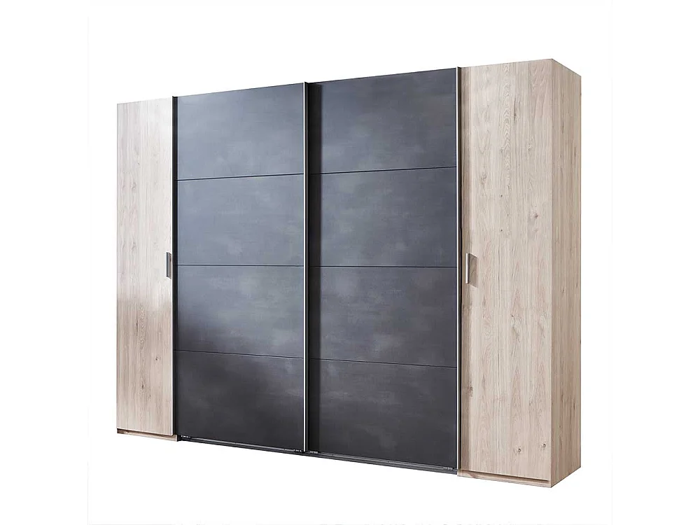 Kleiderschrank Made in Germany in Hickory Holzoptik Schwarzgrau