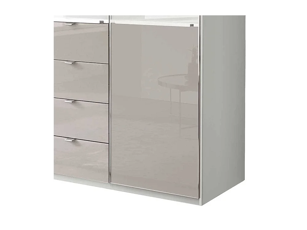 Moderner Kleiderschrank Schlafzimmerschrank in Weiß und Hellgrau