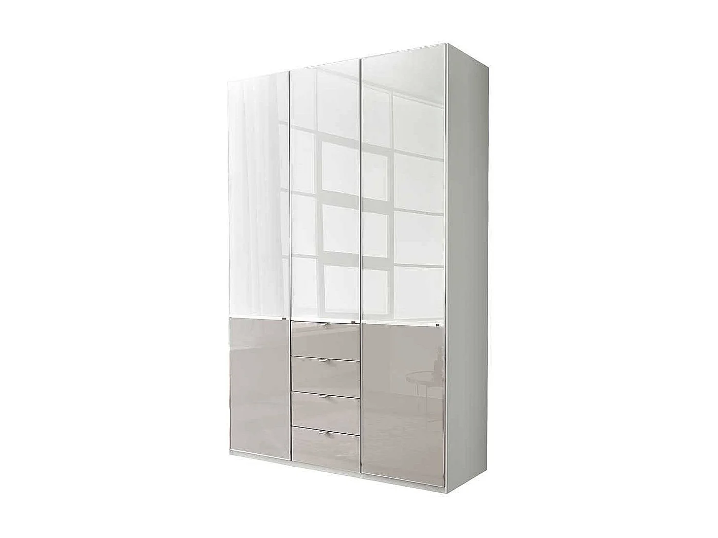 Moderner Kleiderschrank Schlafzimmerschrank in Weiß und Hellgrau