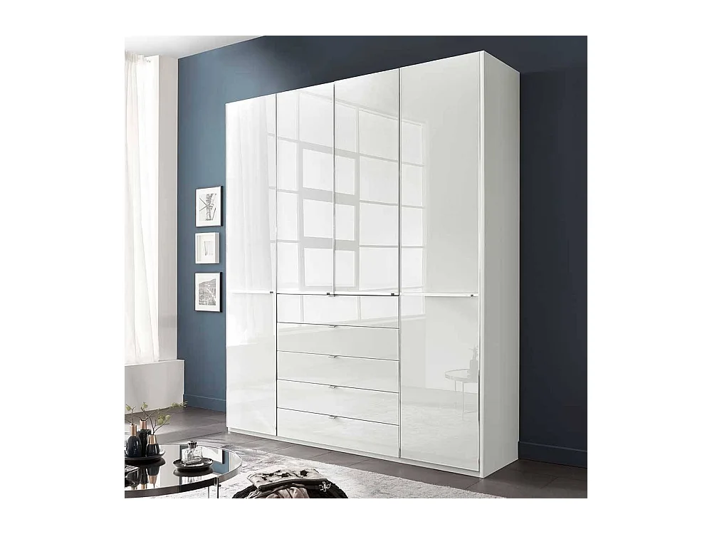 Kleiderschrank hoch Schlafzimmerschrank mit fünf Schubladen in Weiß