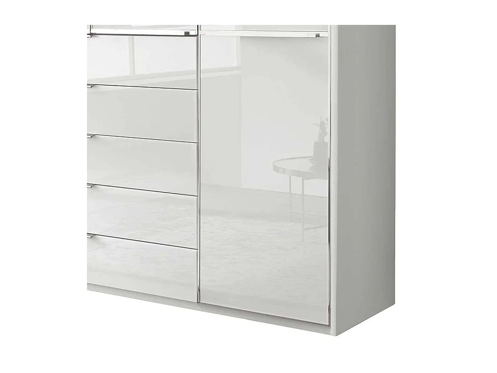 Kleiderschrank hoch Schlafzimmerschrank mit fünf Schubladen in Weiß