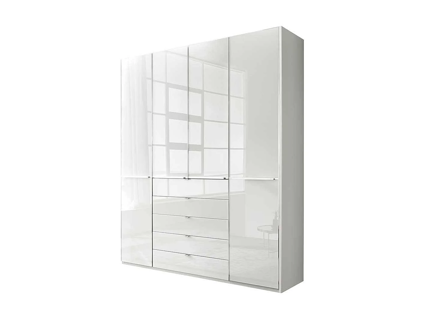 Kleiderschrank hoch Schlafzimmerschrank mit fünf Schubladen in Weiß