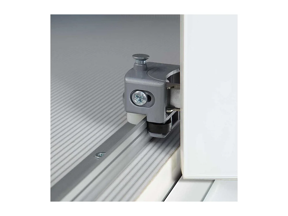 Falttürenschrank in Hellgrau Glas beschichtet LED Beleuchtung