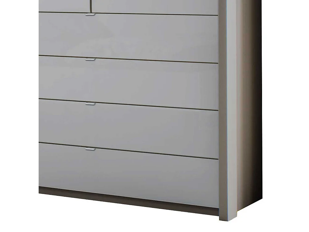 Falttürenschrank in Hellgrau Glas beschichtet LED Beleuchtung