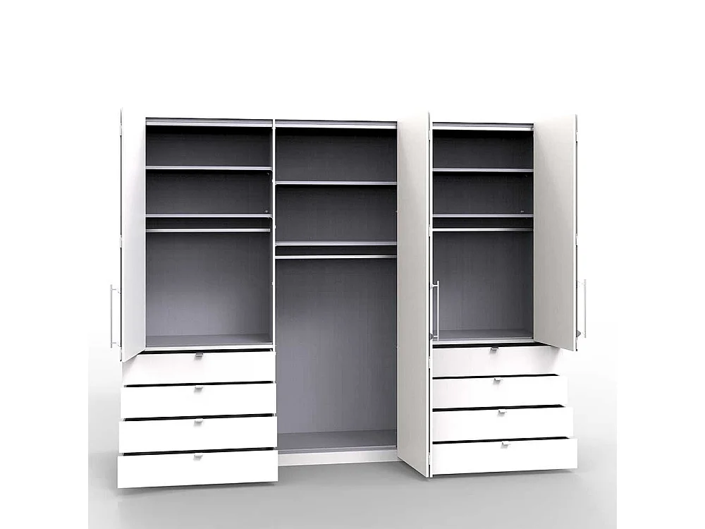 Falttürenschrank in Hellgrau Glas beschichtet LED Beleuchtung