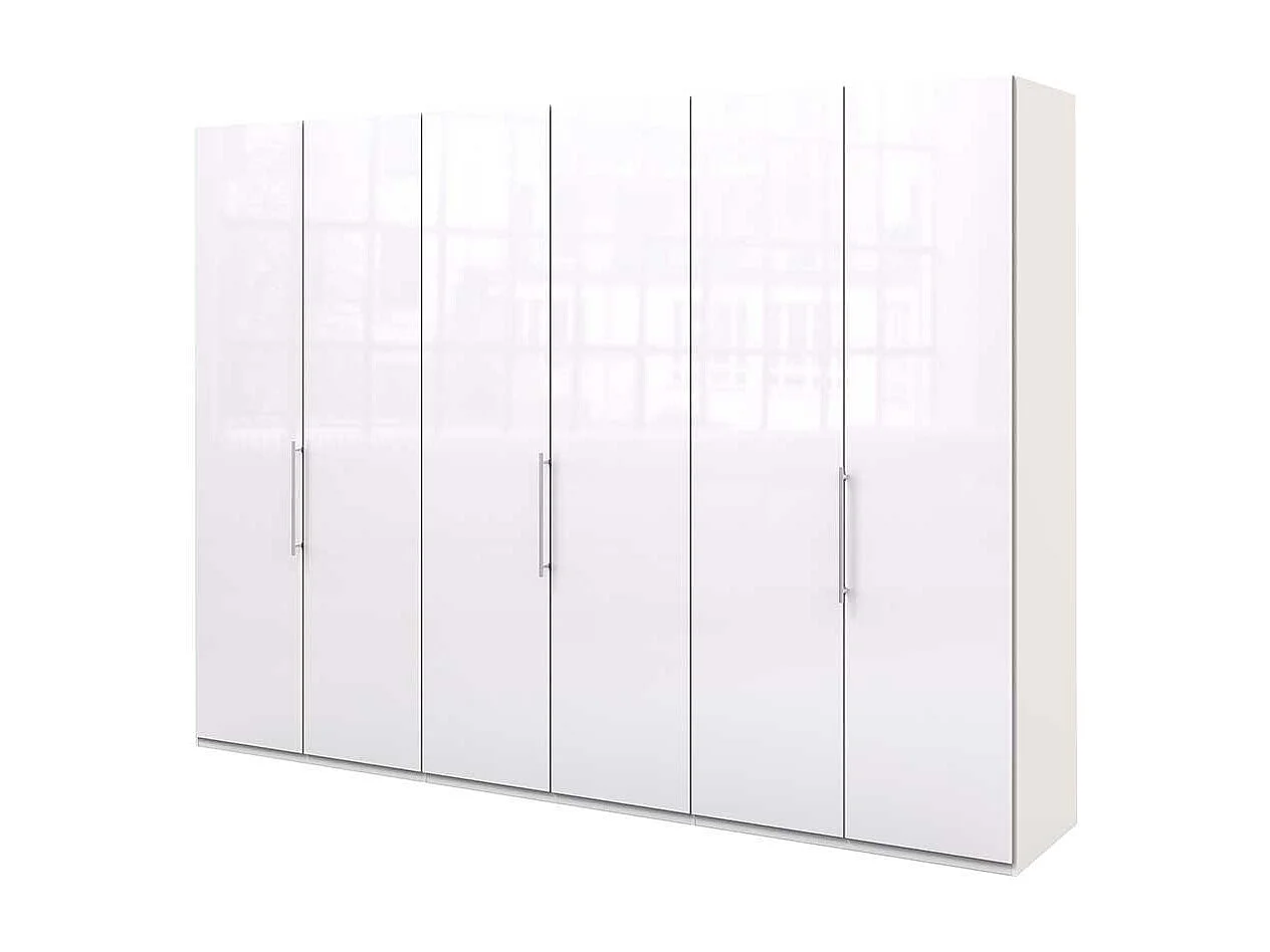 Weißer Schlafzimmerschrank mit Falttüren glasbeschichtet