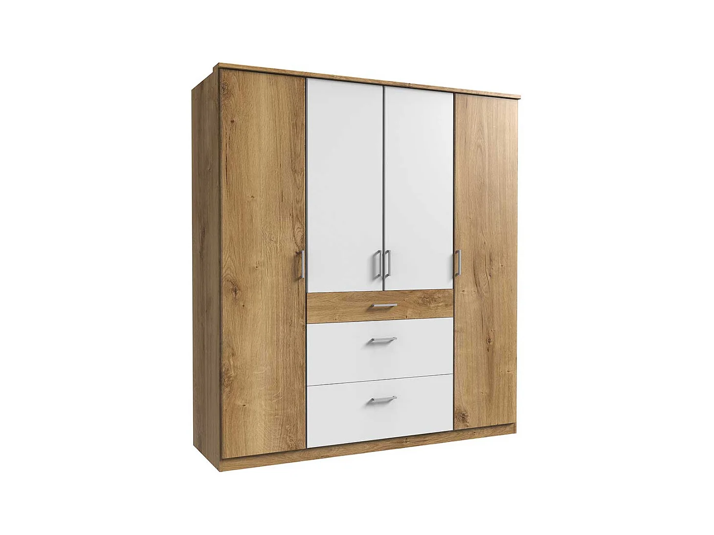 Zweifarbiger Kleiderschrank in Plankeneiche Holzoptik und Weiß Made in Germany