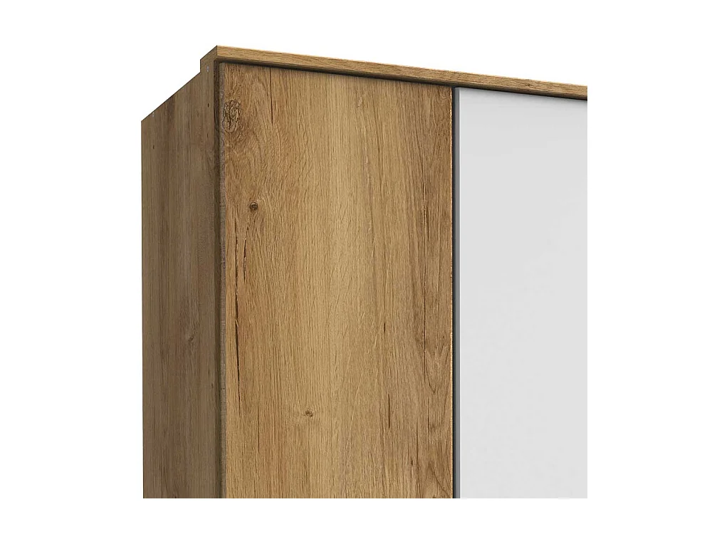 Zweifarbiger Kleiderschrank in Plankeneiche Holzoptik und Weiß Made in Germany