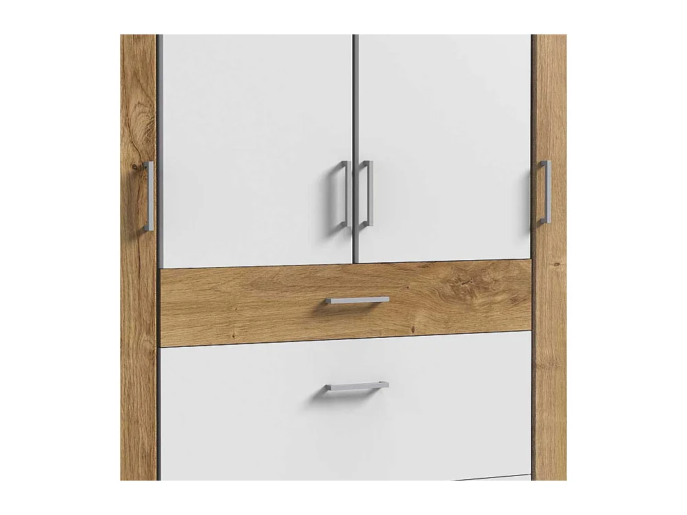 Zweifarbiger Kleiderschrank in Plankeneiche Holzoptik und Weiß Made in Germany