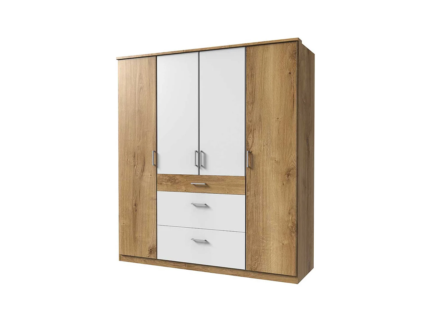 Zweifarbiger Kleiderschrank in Plankeneiche Holzoptik und Weiß Made in Germany