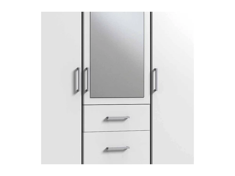 Drehtürschrank weiss modern mit Spiegel drei Schubladen