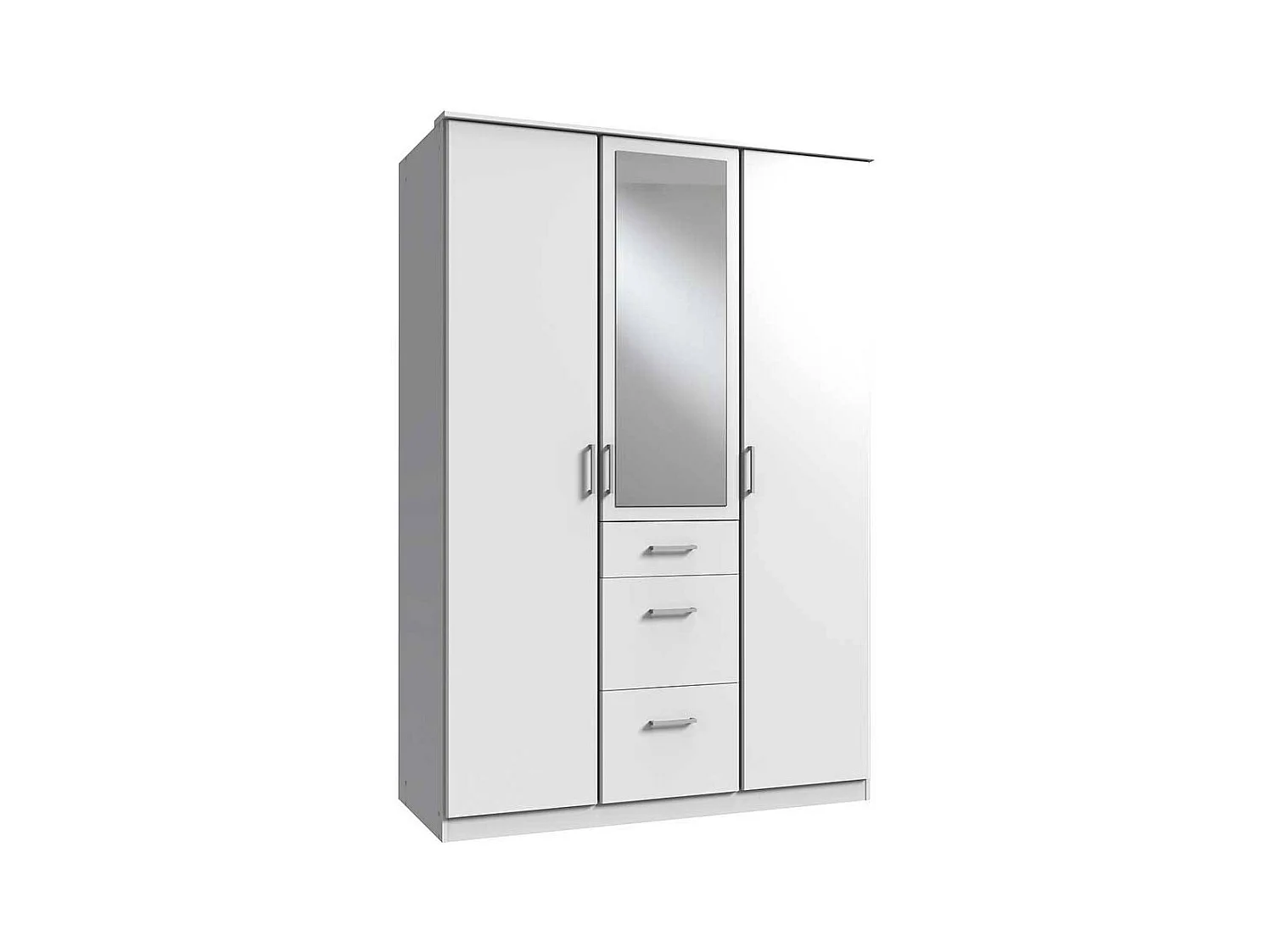 Drehtürschrank weiss modern mit Spiegel drei Schubladen