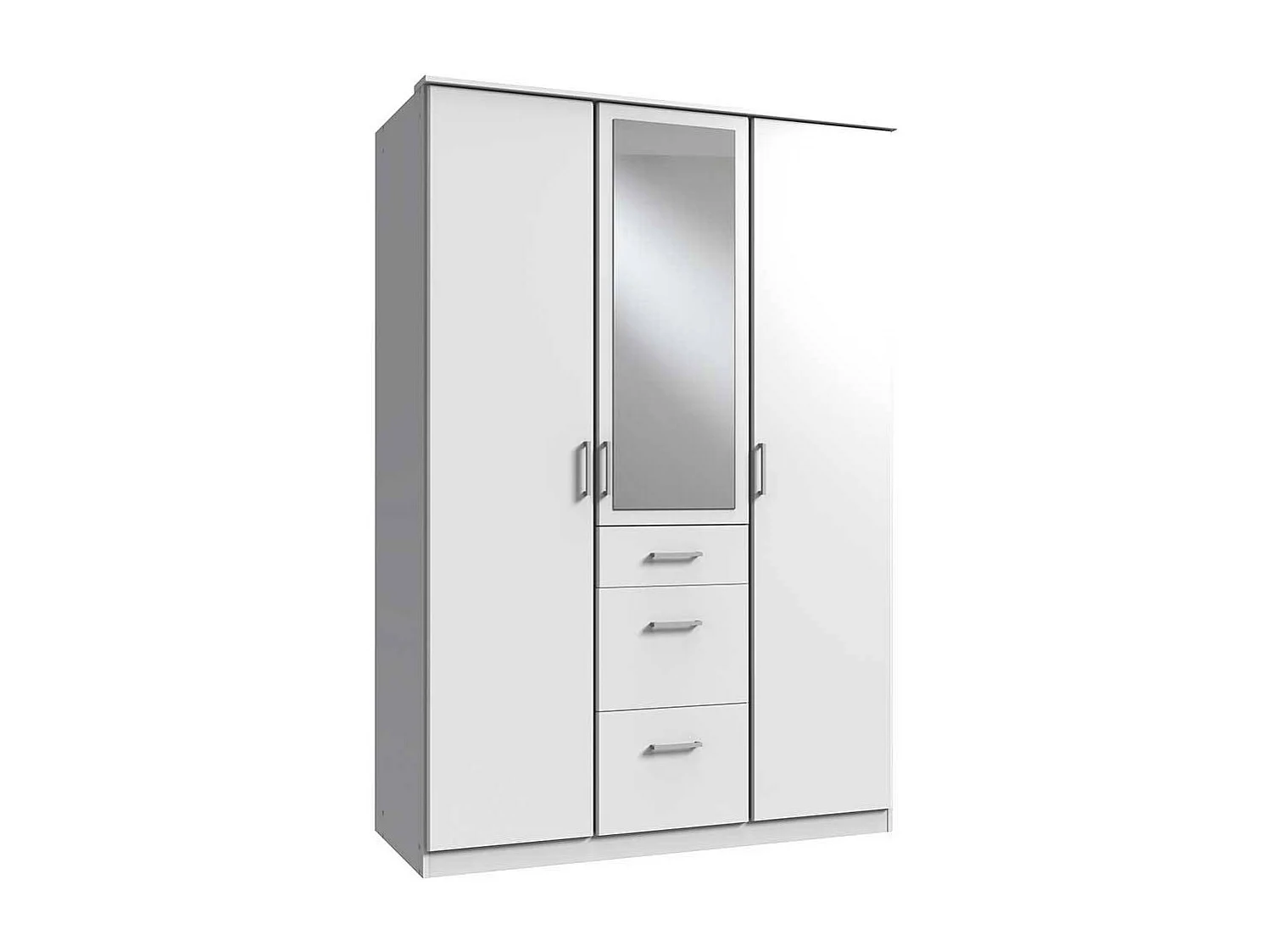 Drehtürschrank weiss modern mit Spiegel drei Schubladen