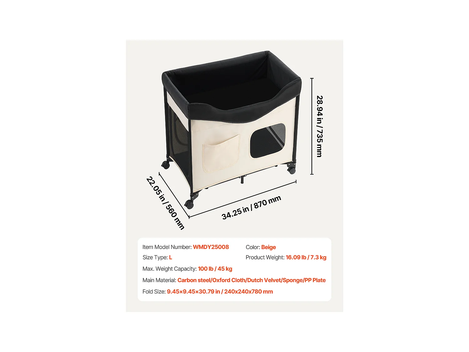 Lit Surélevé pour Chiens Chats SucceBuy, Lit de Camp pour Animaux de Compagnie Pliable, Panier Chiens en Tissu Oxford 600D et Velours Hollandais