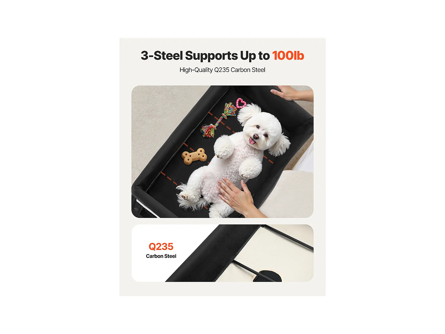 Lit Surélevé pour Chiens Chats SucceBuy, Lit de Camp pour Animaux de Compagnie Pliable, Panier Chiens en Tissu Oxford 600D et Velours Hollandais