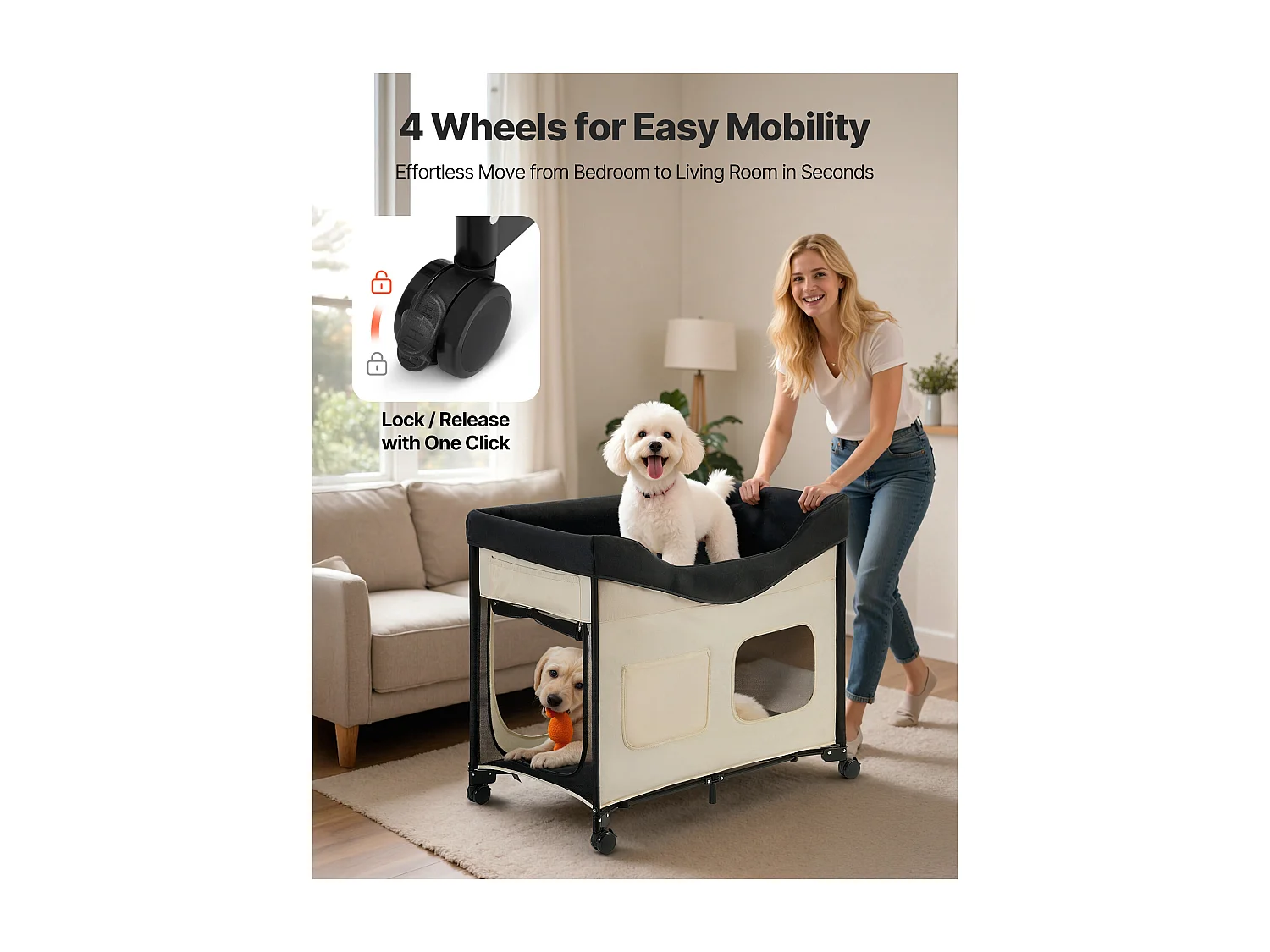 Lit Surélevé pour Chiens Chats SucceBuy, Lit de Camp pour Animaux de Compagnie Pliable, Panier Chiens en Tissu Oxford 600D et Velours Hollandais