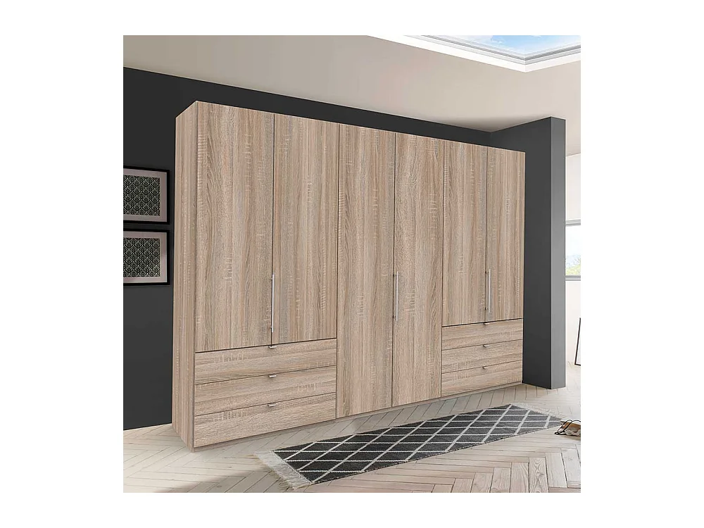 Kleiderschrank in Eiche Sägerau 3 türig mit Schubladen