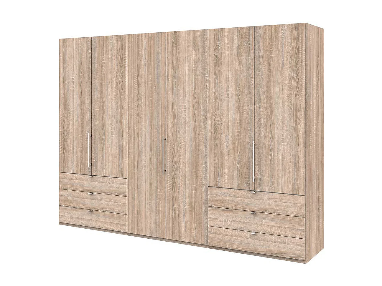Kleiderschrank in Eiche Sägerau 3 türig mit Schubladen