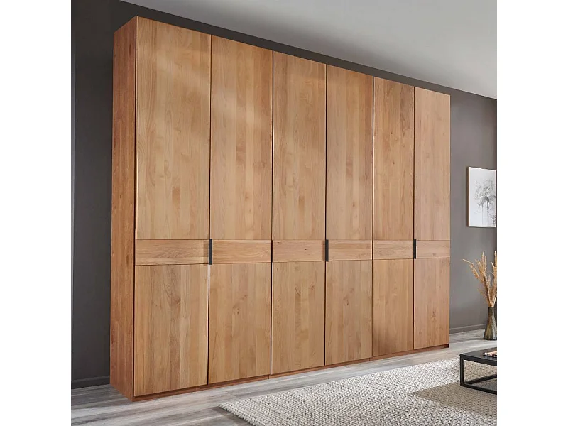 Schlafzimmerschrank Drehtürenschrank teilmassiv in Erlefarben