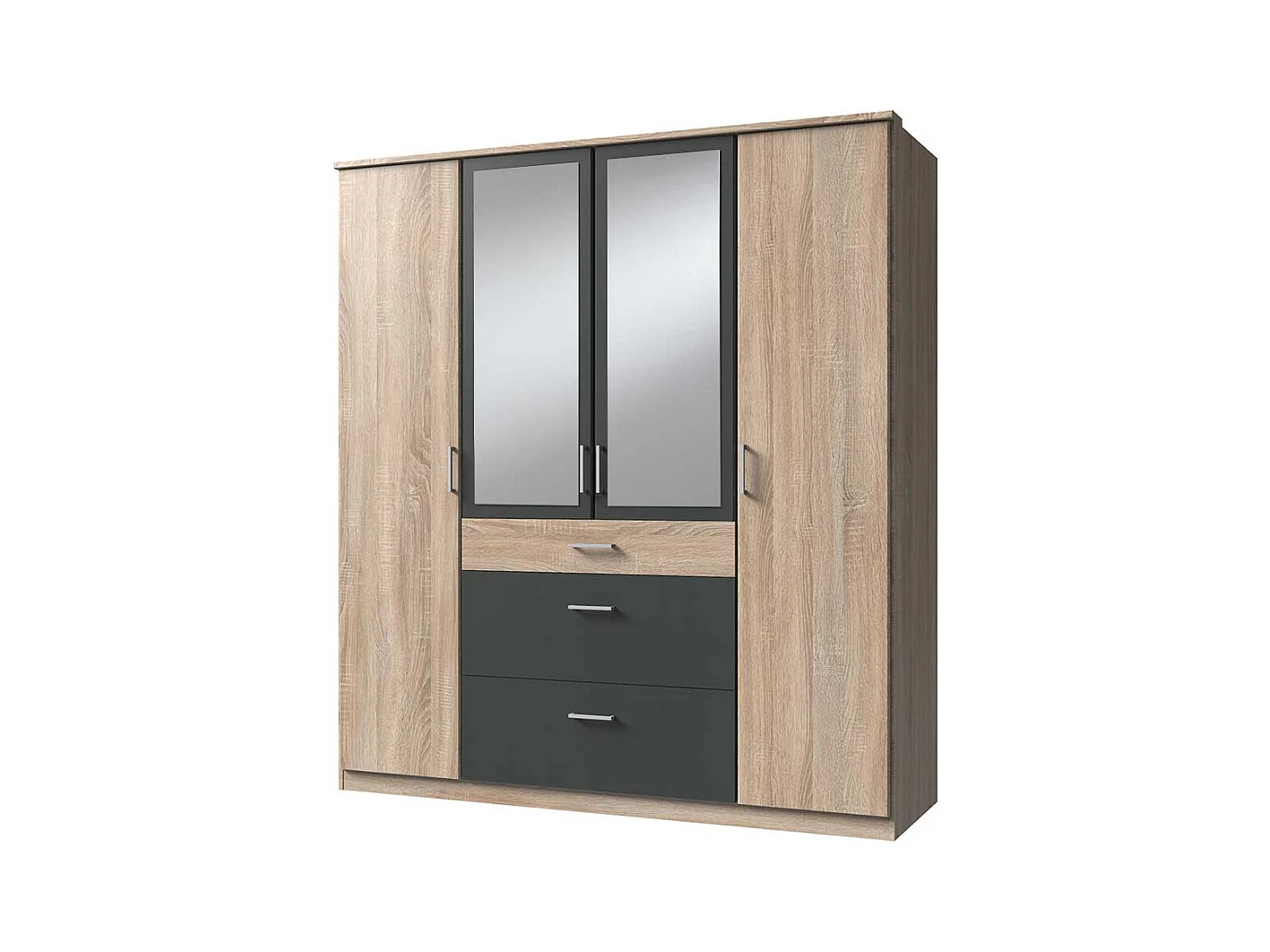 Drehtürschrank mit Spiegeln und drei Schubladen Made in Germany