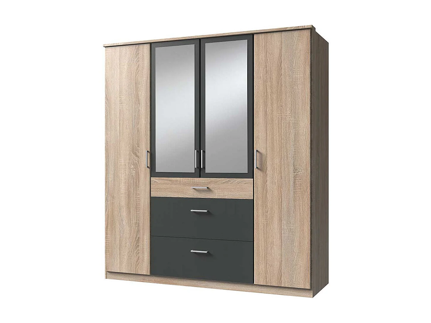 Drehtürschrank mit Spiegeln und drei Schubladen Made in Germany