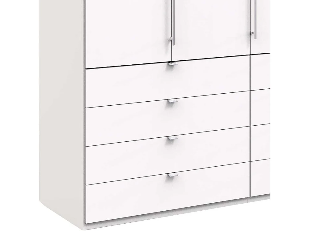 Weißer Kleiderschrank mit Falttüren acht Schubladen