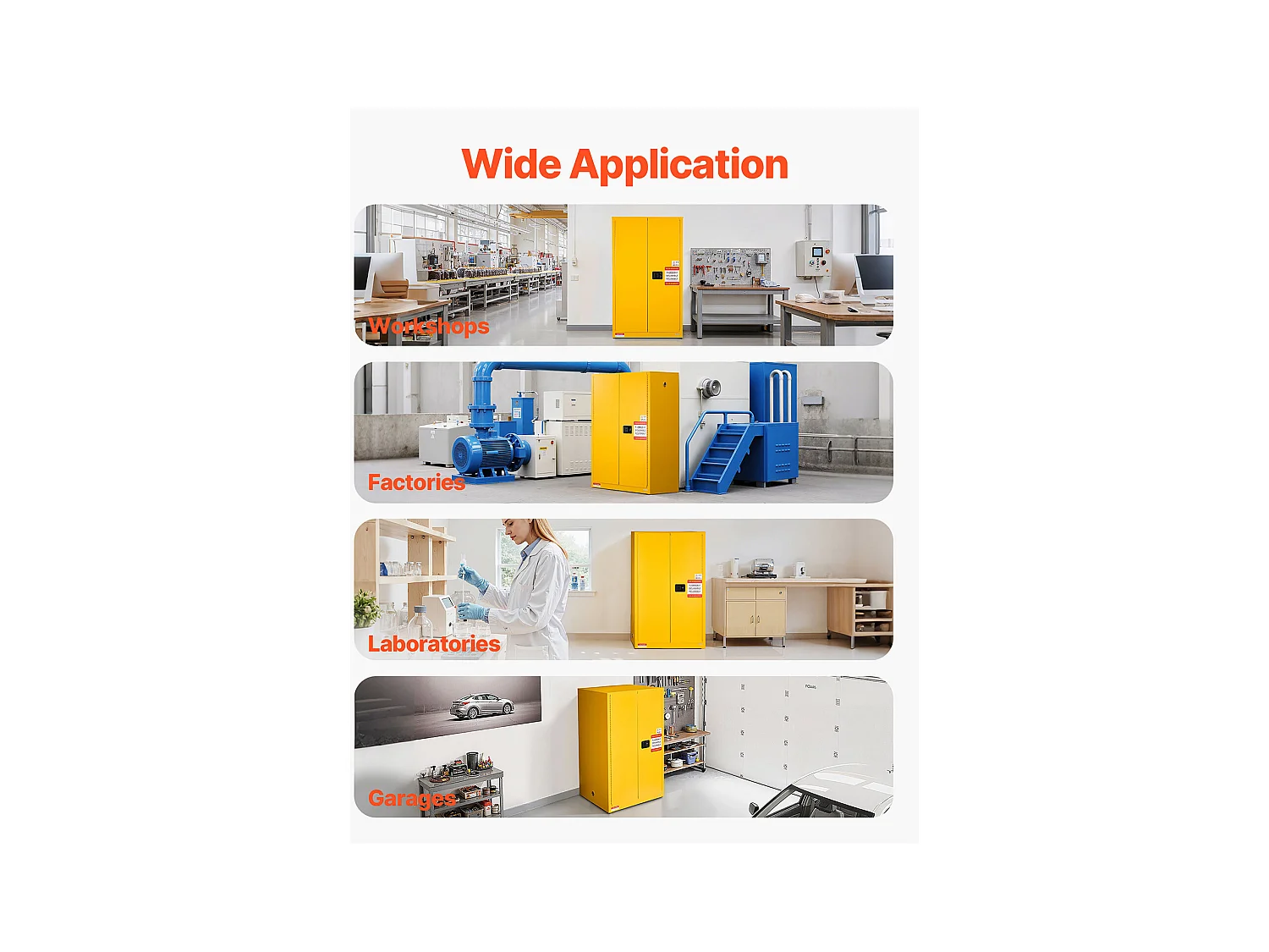 Armário de Segurança SucceBuy para Produtos Inflamáveis de 246 L 96,4 x 86,4 x 165,1 cm, Armário Corta-Fogo para Líquidos Inflamáveis, Amarelo