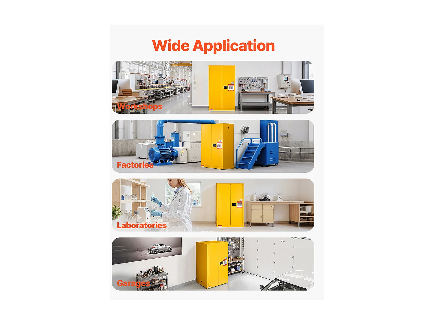 Armário de Segurança SucceBuy para Produtos Inflamáveis de 246 L 96,4 x 86,4 x 165,1 cm, Armário Corta-Fogo para Líquidos Inflamáveis, Amarelo