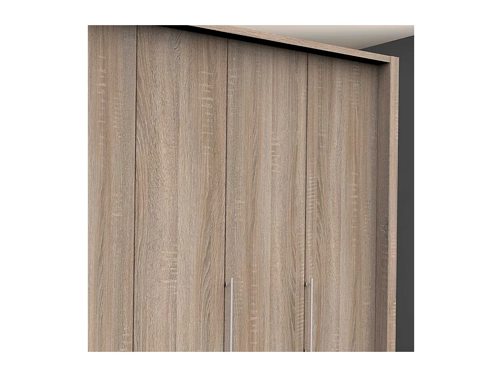 Panorama Falttürenschrank in Eiche Sägerau acht Schubladen