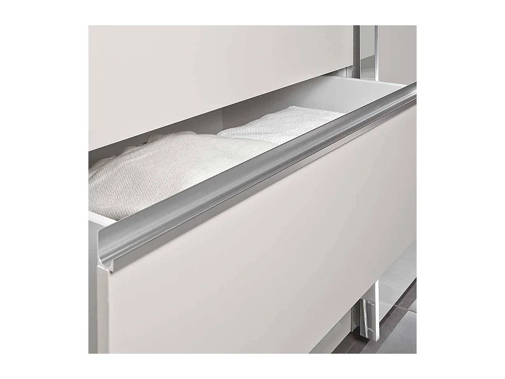 Kleiderschrank 3 Schwebetüren mit sechs Schubladen Weiß