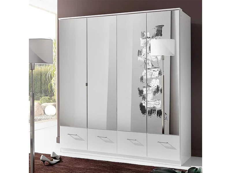 Drehtürenschrank in Weiß 180 cm breit