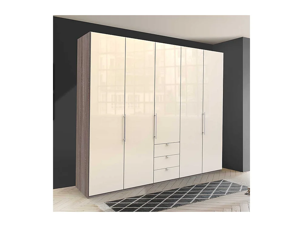 Panorama Schlafzimmerschrank in Cremeweiß Eiche Trüffelfarben