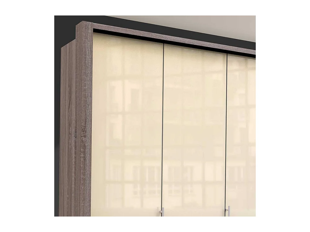 Panorama Schlafzimmerschrank in Cremeweiß Eiche Trüffelfarben